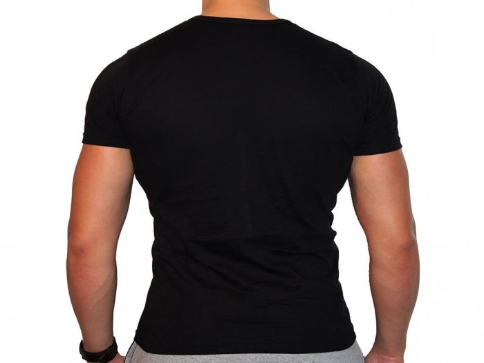 Focus Gymwear Fitted T shirt zwart achterkant man
