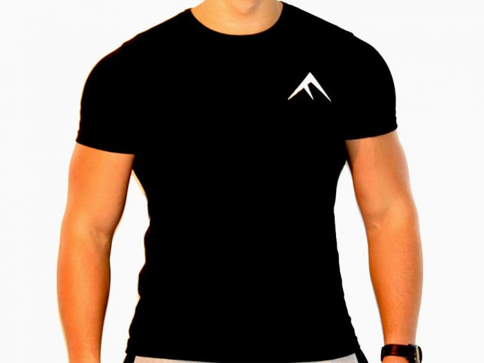 Focus Gymwear Fitted T shirt zwart voorkant man