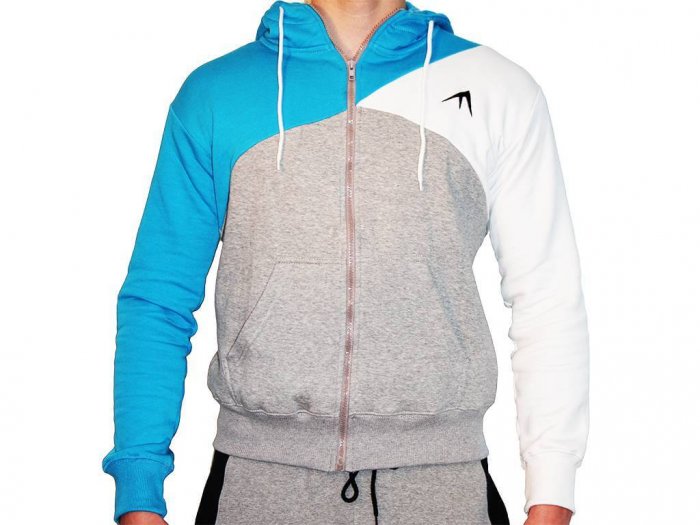 Focus Gymwear hoodie tri panel blauw voorkant man