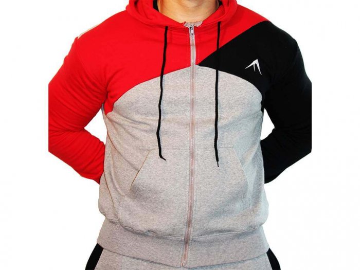 Focus Gymwear hoodie tri panel rood voorkant man