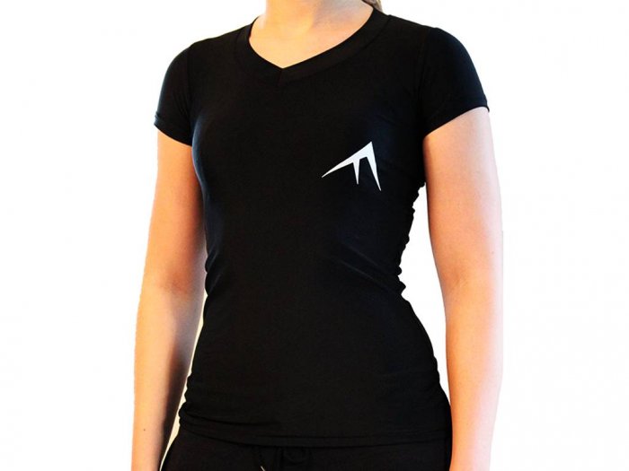 Focus Gymwear compressie shirt zwart voorkant vrouw